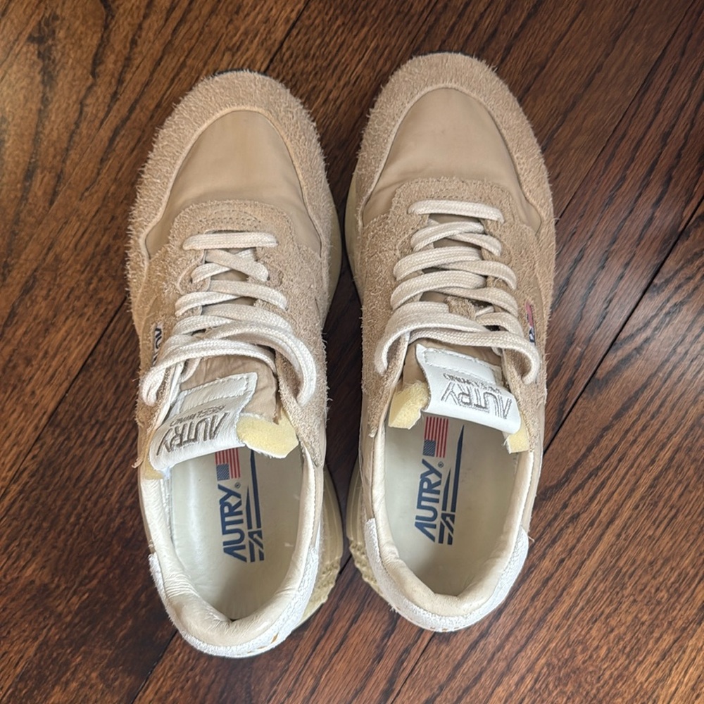 Autry Women's Beige Suede Low-Top Sneakers - Casual Everyday Style